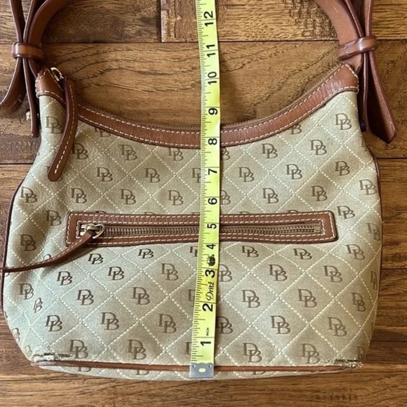 Dooney & Bourke Shoulder Bag Monogrammed Canvas Leather Trimmed Brown Tan - Picture 12 of 14